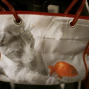 Cat and fish purse